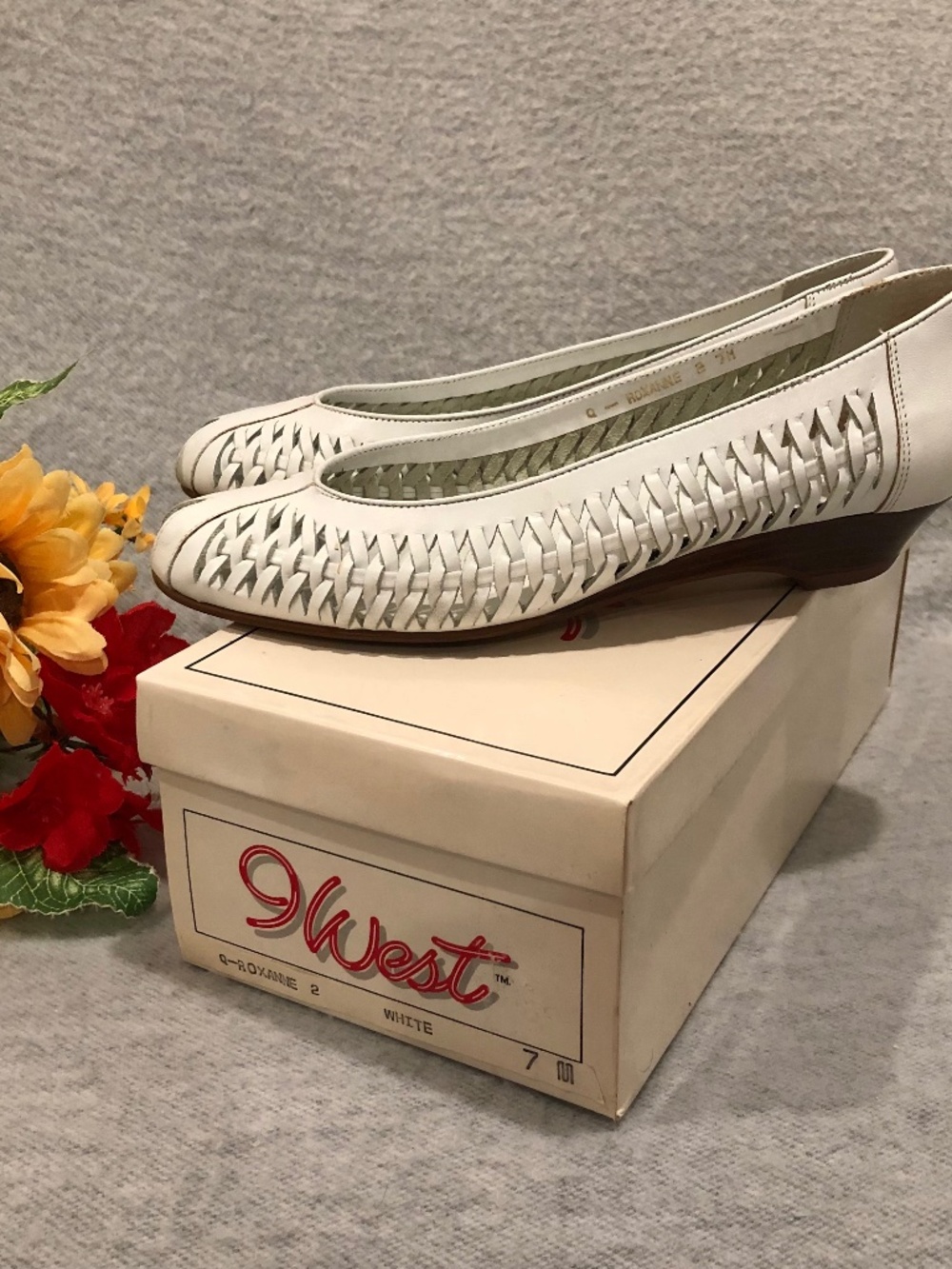 White Braided Leather Peep-toe Wedge Heels